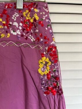 Hyacinth Cotton A-line Skirt with Mexican-inspired floral Embroidery